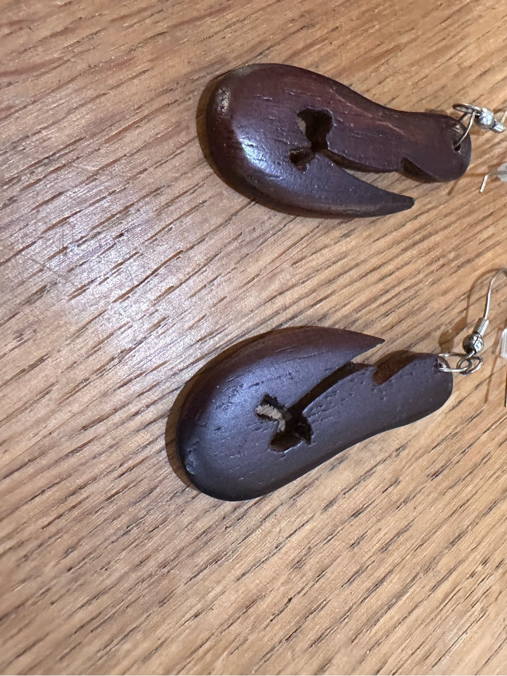 Handcrafted Brown Wood Teardrop Earrings